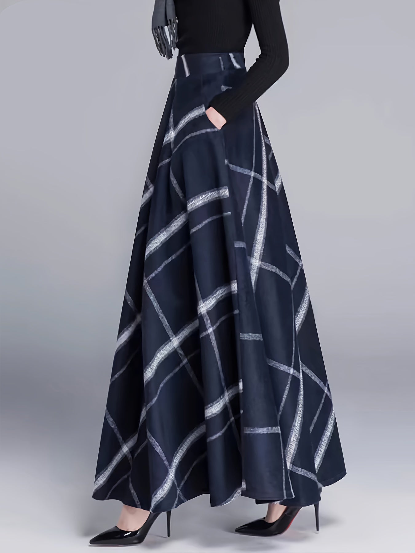 Jupe Longue - Bleu Marine - Haute Taille