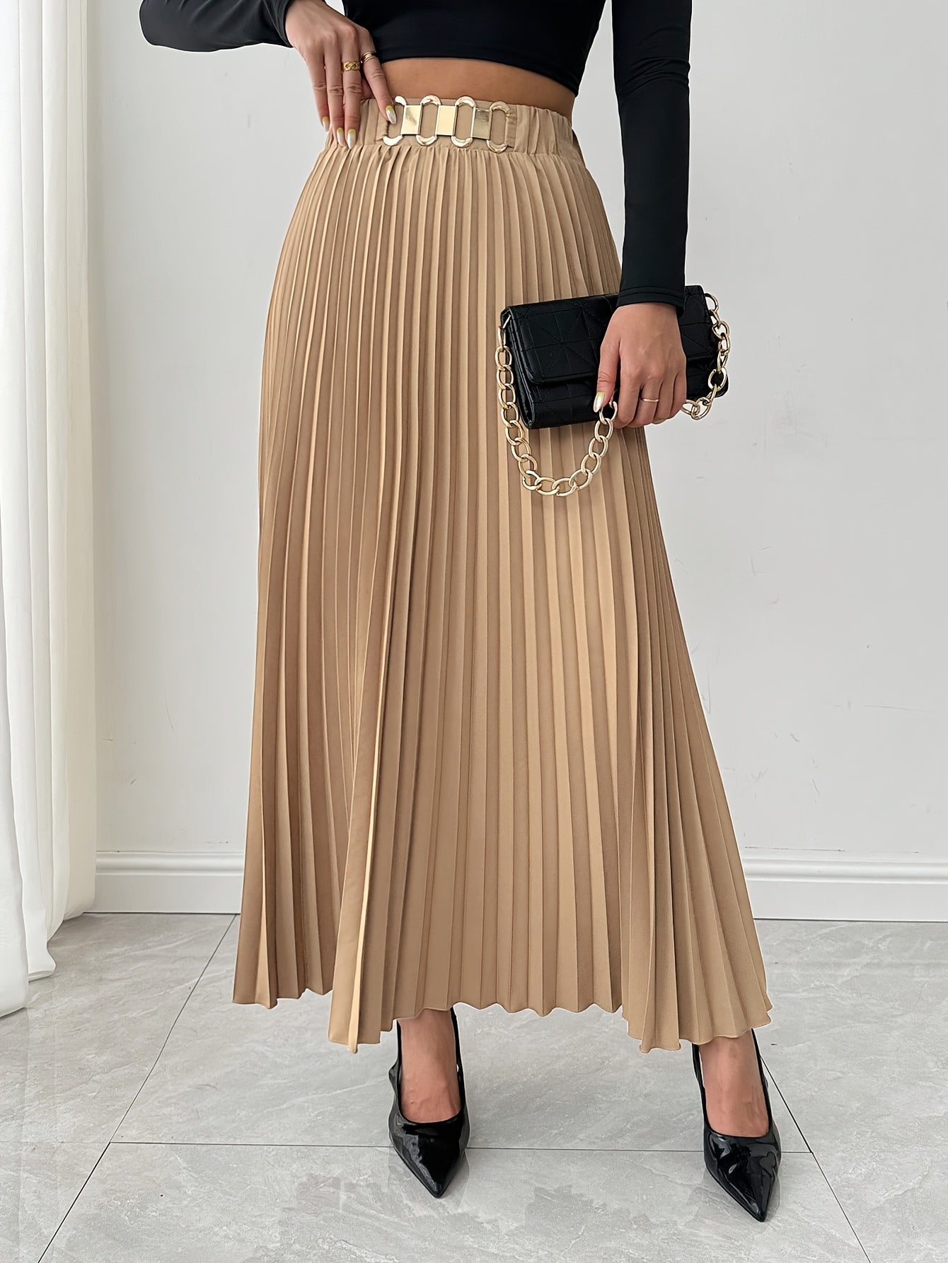 Jupe Longue - Beige - Plissée