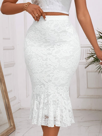 Jupe Crayon - Blanche - Dentelle